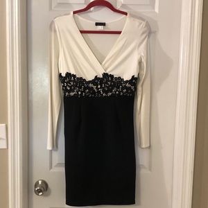 Black and white v-neck dress